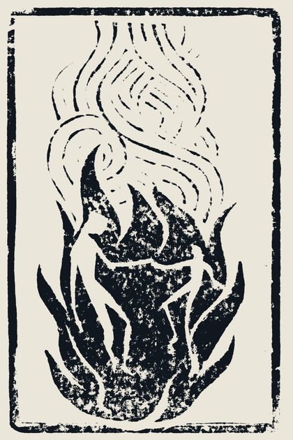 Fuel On The Fire, linocut